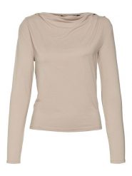 Vero Moda Koszulka w kolorze beżowym rozmiar: XL. Brązowe bluzki damskie Vero Moda, xl, bez wzorów, bez kołnierzyka, bez ramiączek. Za 35.10 zł.