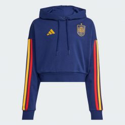 Bluza z kapturem Hiszpania DNA. Niebieskie bluzy damskie Adidas, m, bez wzorów, z bawełny, z kapturem. Za 259.00 zł.