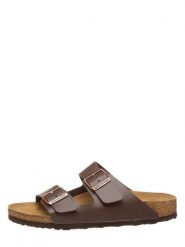 Birkenstock Klapki "Arizona" w kolorze brązowym rozmiar: 41. Brązowe klapki damskie Birkenstock, bez wzorów, z otwartym noskiem, bez obcasa, bez zapięcia. Za 297.26 zł.