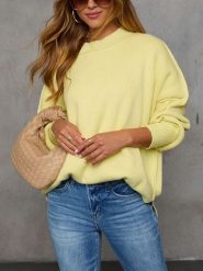 Milan Kiss Sweter w kolorze żółtym rozmiar: L. Żółte swetry klasyczne damskie Milan Kiss, l, z bawełny, bez kołnierzyka. Za 215.21 zł.