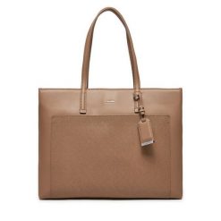 Torebka Calvin Klein. Brązowe shopper bag Calvin Klein, bez wzorów, bez dodatków. Za 379.99 zł.