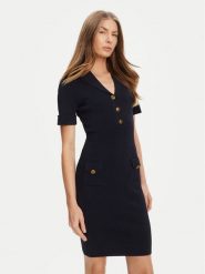 Guess Sukienka dzianinowa W5YK29 Z0130 Granatowy Slim Fit. Niebieskie sukienki damskie Guess, z aplikacjami, z dzianiny, bez ramiączek. Za 369.99 zł.