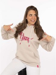 Zwillingsherz Bluza "Dachshund Heart" w kolorze beżowym rozmiar: M. Brązowe bluzy damskie Zwillingsherz, m, bez wzorów, z kapturem. Za 155.15 zł.