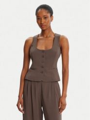 Bardot Kamizelka Azilla Button 60003TB Brązowy Regular Fit. Brązowe kamizelki damskie Bardot, bez wzorów, z syntetyku, bez kaptura. Za 289.99 zł.