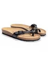Sunbay Japonki "Petunia" w kolorze czarnym rozmiar: 41. Czarne klapki damskie Sunbay, bez wzorów, ze skóry, z otwartym noskiem, bez obcasa, bez zapięcia. Za 149.66 zł.