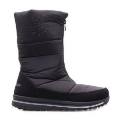 Buty Progress W PROGJ-22-130 czarne. Czarne śniegowce damskie z materiału. Za 258.25 zł.