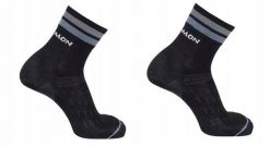 Skarpety sportowe Salomon Sonic Quarter odblaskowe paski. Czarne skarpetki damskie Salomon, bez wzorów, z elastanu. Za 59.00 zł.