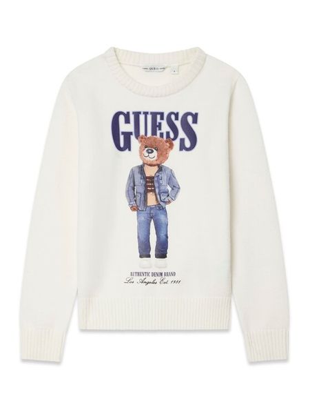 Guess Sweter L6RR04 Z2ZK2 Écru Regular Fit. Białe swetry chłopięce Guess, bez kołnierzyka. Za 264.99 zł.