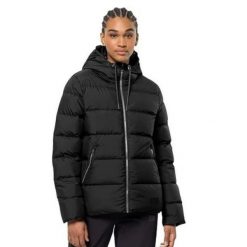 Kurtka turystyczna damska Jack Wolfskin Frozen Palace. Czarne kurtki damskie Jack Wolfskin, na zimę, s, bez wzorów, z poliesteru, bez kaptura. Za 702.00 zł.