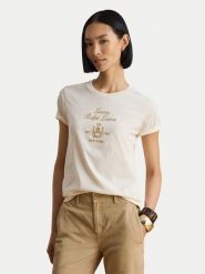 LAUREN RALPH LAUREN T-Shirt 200P13943002 Kremowy Regular Fit. Białe t-shirty damskie Lauren Ralph Lauren, xl, bez wzorów, z bawełny, bez kołnierzyka. Za 549.99 zł.