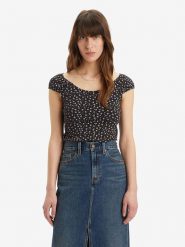 Levi's Koszulka w kolorze czarnym rozmiar: L. Czarne koszulki damskie Levi's, l, bez wzorów, z bawełny, bez kołnierzyka, bez ramiączek. Za 48.95 zł.