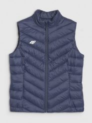 4F Bezrękawnik puchowy z wypełnieniem syntetycznym damski - granatowy S. Niebieskie kamizelki damskie 4F, s, bez wzorów, z dzianiny, bez kaptura. Za 249.99 zł.