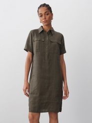 Someday Lniana sukienka w kolorze khaki rozmiar: 42. Brązowe sukienki damskie someday., bez wzorów, ze lnu, bez ramiączek. Za 233.95 zł.