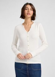 DAMSKA KOSZULKA LEE WASHED WAFFLE HENLEY ECRU 112371290. Koszulki damskie Lee, xl, bez wzorów, bez kołnierzyka, bez ramiączek. Za 119.99 zł.