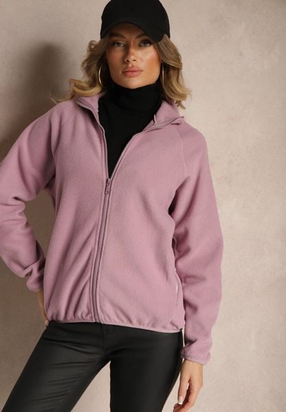 Fioletowa Bluza z Zapięciem na Suwak Kieszeniami i Stójką Esandria. Fioletowe bluzy damskie Renee, l, bez wzorów, z jeansu, bez kaptura. Za 44.99 zł.
