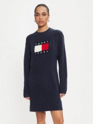 Tommy Jeans Sukienka dzianinowa DW0DW18719 Granatowy Loose Fit. Niebieskie sukienki damskie Tommy Jeans, bez wzorów, z dzianiny, bez ramiączek. Za 559.99 zł.