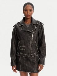 Guess Kurtka z imitacji skóry W5YL04 WHDI0 Szary Regular Fit. Szare kurtki damskie Guess, xxl, z aplikacjami, ze skóry, bez kaptura. Za 649.99 zł.