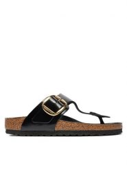 Birkenstock Japonki Gizeh Buckle He 1021469 Czarny. Czarne klapki damskie Birkenstock, bez wzorów, ze skóry, bez obcasa, bez zapięcia. Za 429.99 zł.