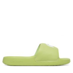 Klapki Lacoste. Zielone klapki damskie Lacoste, bez wzorów, bez obcasa, bez zapięcia. Za 231.99 zł.