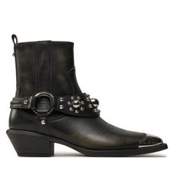 Kowbojki PINKO. Czarne botki damskie Pinko, bez obcasa, na płaskiej podeszwie, bez zapięcia. Za 1,839.00 zł.