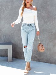 LA Angels Sweter w kolorze białym rozmiar: L. Białe swetry klasyczne damskie LA Angels, l, prążkowane, bez kołnierzyka. Za 113.99 zł.