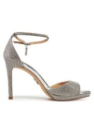 Steve Madden Sandały Evers-R SM11003541 Srebrny. Szare sandały damskie Steve Madden, bez wzorów, z materiału, bez obcasa, na szpilce, bez zapięcia. Za 389.99 zł.