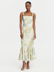 Guess Sukienka koktajlowa W6GKA6 W2409 Beżowy jasny Regular Fit. Brązowe sukienki damskie Guess, z aplikacjami, ze lnu, wizytowe, bez ramiączek. Za 794.99 zł.