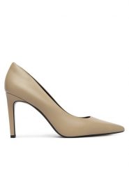 Calvin Klein Szpilki Ess Stiletto 90 HW0HW02608 Beżowy. Brązowe szpilki damskie Calvin Klein, bez wzorów, ze skóry, bez obcasa, na szpilce, bez zapięcia. Za 649.99 zł.