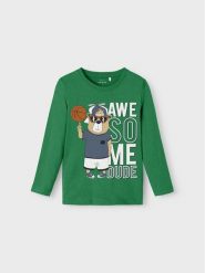 NAME IT Bluzka 13218862 Zielony Regular Fit. Zielone t-shirty i koszulki chłopięce Name it, bez wzorów, z bawełny, bez kołnierzyka, bez ramiączek. Za 39.99 zł.