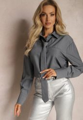Szara Koszula z Krawatem w Komplecie Xalia. Szare koszule damskie Renee, l, bez wzorów, bez kołnierzyka, bez ramiączek. Za 119.99 zł.