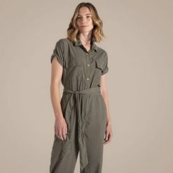 Damski jumpsuit Craghoppers NosiLife Hauku. Zielone kombinezony damskie Craghoppers, na lato, s, bez wzorów, z poliamidu, eleganckie, bez kołnierzyka, bez ramiączek. Za 520.70 zł.