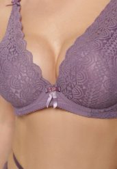 Fioletowy Biustonosz z Efektem Push Up Quinata. Fioletowe biustonosze Renee, bez wzorów. Za 39.99 zł.