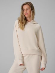 4F Bluza dresowa regular z modalem damska - kremowa XL. Brązowe bluzy damskie 4F, xl, bez wzorów, z dresówki, z kapturem. Za 199.99 zł.