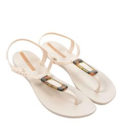 Japonki basenowe damskie Ipanema Class Charm. Brązowe klapki damskie Ipanema, z aplikacjami, z materiału, bez obcasa, bez zapięcia. Za 63.84 zł.