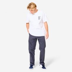 Spodnie chinos na deskorolkę CN500 Heavy szare. Szare spodnie materiałowe damskie Decathlon, bez wzorów, z bawełny. Za 139.99 zł.