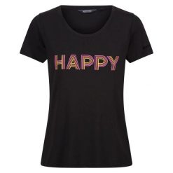 Koszulka damska Regatta Filandra VIII. Czarne bluzki damskie Regatta, bez wzorów, sportowe, bez kołnierzyka, bez ramiączek. Za 116.50 zł.