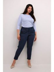 KAFFE curve Spodnie chino "Leana" w kolorze granatowym rozmiar: 50. Niebieskie spodnie materiałowe damskie KAFFE curve, bez wzorów. Za 179.64 zł.