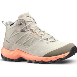 Buty turystyczne damskie Quechua MH500 Mid wodoodporne. Brązowe obuwie trekkingowe damskie QUECHUA, z kauczuku, bez zapięcia. Za 329.99 zł.