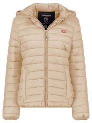 Geographical Norway Kurtka pikowana "Atika" w kolorze beżowym rozmiar: L. Brązowe kurtki damskie Geographical Norway, l, bez wzorów, bez kaptura. Za 135.81 zł.