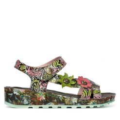 Sandały Laura Vita. Czarne sandały damskie LAURA VITA, bez wzorów, bez obcasa, na płaskiej podeszwie, bez zapięcia. Za 409.99 zł.