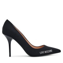 Szpilki LOVE MOSCHINO. Czarne szpilki damskie Love Moschino, bez wzorów, bez obcasa, na szpilce, bez zapięcia. Za 649.99 zł.