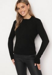 Czarny Sweter o Klasycznym Kroju Vitilia. Czarne swetry klasyczne damskie Born2be, m, z jeansu, bez kołnierzyka. Za 89.99 zł.