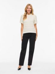 Vila Sweter "Vilowen" w kolorze kremowym rozmiar: L. Brązowe swetry klasyczne damskie Vila, l, z bawełny, bez kołnierzyka. Za 110.29 zł.