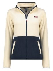 Geographical Norway Kurtka polarowa "Touki" w kolorze kremowo-granatowym rozmiar: XL. Brązowe kurtki damskie Geographical Norway, xl, bez wzorów, z polaru, bez kaptura. Za 82.64 zł.