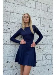 Happiness Istanbul Sukienka w kolorze granatowym rozmiar: L. Niebieskie sukienki damskie Happiness Istanbul, bez wzorów, bez ramiączek. Za 70.08 zł.