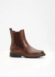Sztyblety marki Tamaris. Brązowe botki damskie bonprix, bez obcasa, bez zapięcia. Za 329.99 zł.