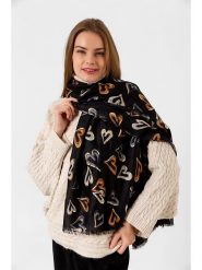 Lucky Bees Szal w kolorze czarno-pomarańczowym - 180 x 80 cm rozmiar: onesize. Czarne szaliki damskie Lucky Bees, bez wzorów, z bawełny. Za 130.50 zł.