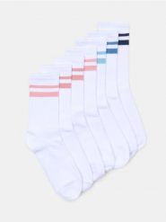 Prążkowane skarpetki z bawełną 7 pack - biały. Białe skarpetki damskie Sinsay, bez wzorów, z bawełny. Za 22.99 zł.