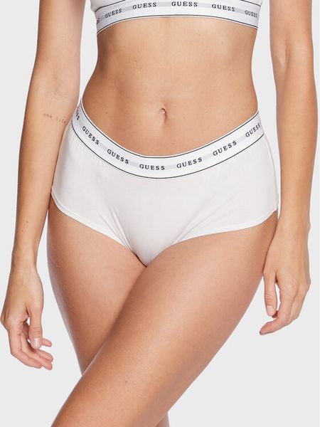 Guess Figi brazylijskie Carrie O97E03 KBBU1 Biały. Białe figi Guess, z aplikacjami, z bawełny. Za 69.99 zł.