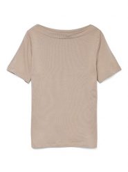 Vero Moda Koszulka w kolorze beżowym rozmiar: XL. Brązowe bluzki damskie Vero Moda, xl, bez wzorów, bez kołnierzyka, bez ramiączek. Za 72.45 zł.